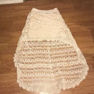 Intricate high-low lace skirt